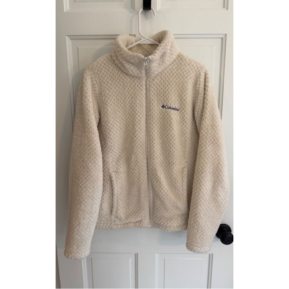 Columbia Cream Sherpa Fleece Jacket Full Zip Cozy Soft Women's Medium